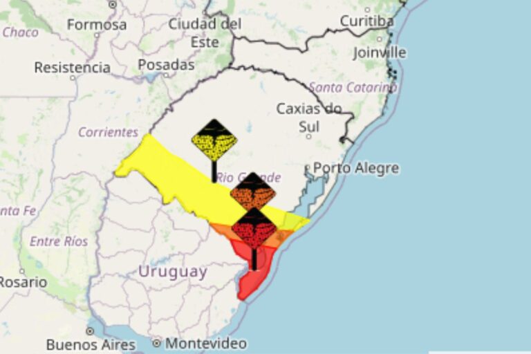 Inmet emite alerta vermelho para chuvas intensas no sul do RS