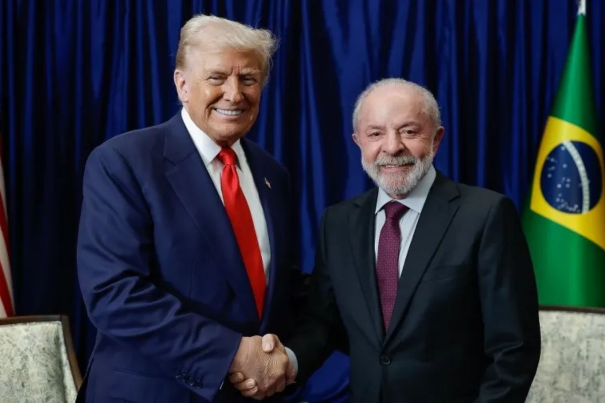 Antes do encontro, Trump disse à imprensa que as tarifas ao Brasil são justas. Foto: Ricardo Stuckert/PR