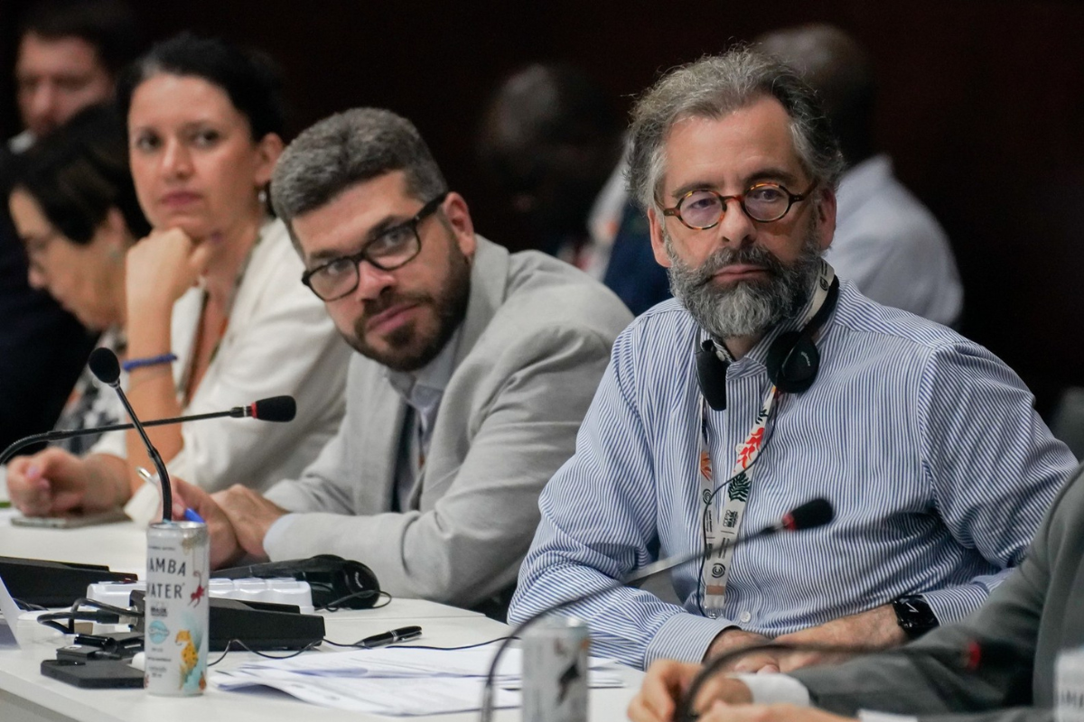 Embaixador Mauricio Lyrio durante reunião sobre a Coalizão Aberta de Mercados Regulados de Carbono. Foto: Rafael Neddermeyer/COP30