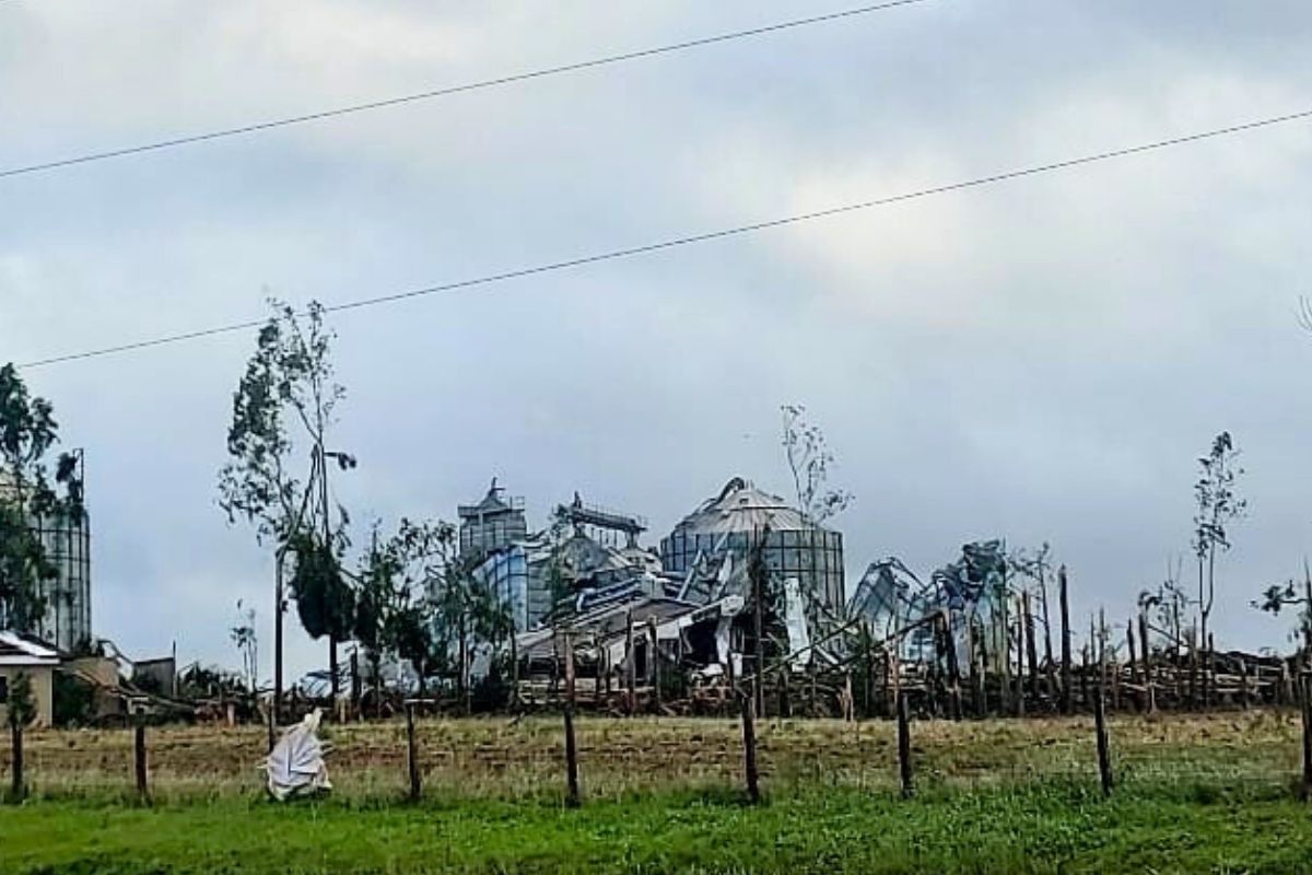Silos destruídos em fazenda na cidade de Guarapuava- PR | Foto: Sindicato Rural de Guarapuava