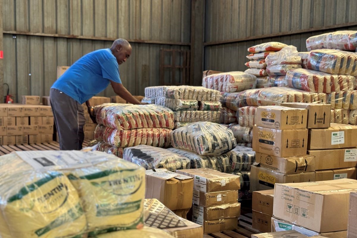 Alimentos são armazenados na unidade da Conab em Ananindeua, município vizinho a Belém. Foto: Conab/Divulgação