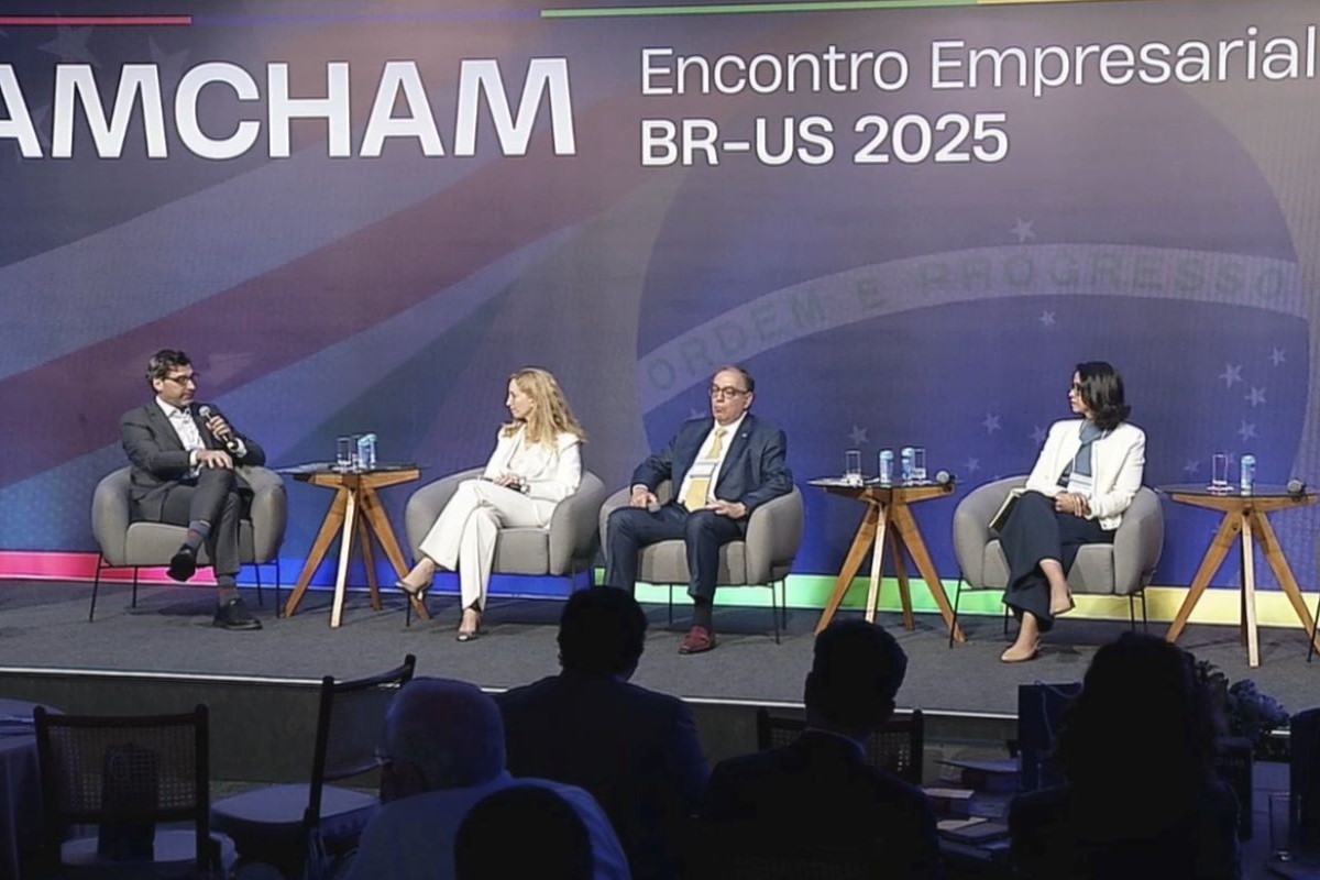 Painel no encontro promovido pela Amcham reuniu representantes da CNA e da Abimaq. Foto: Sabrina Nascimento/Agro Estadão