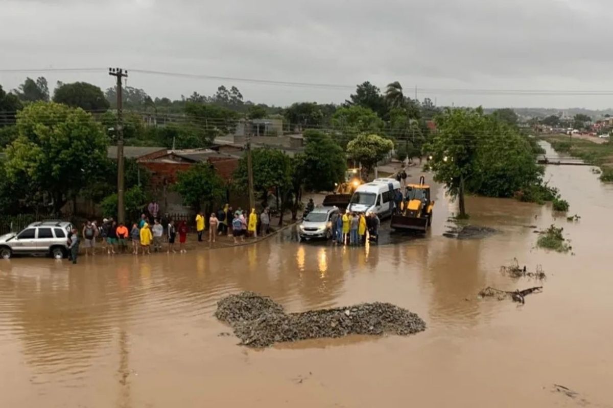 Camaquã decretou situação de emergência após registrar 223 milímetros de chuva em 24 horas. | Foto: Prefeitura de Camaquã/RS